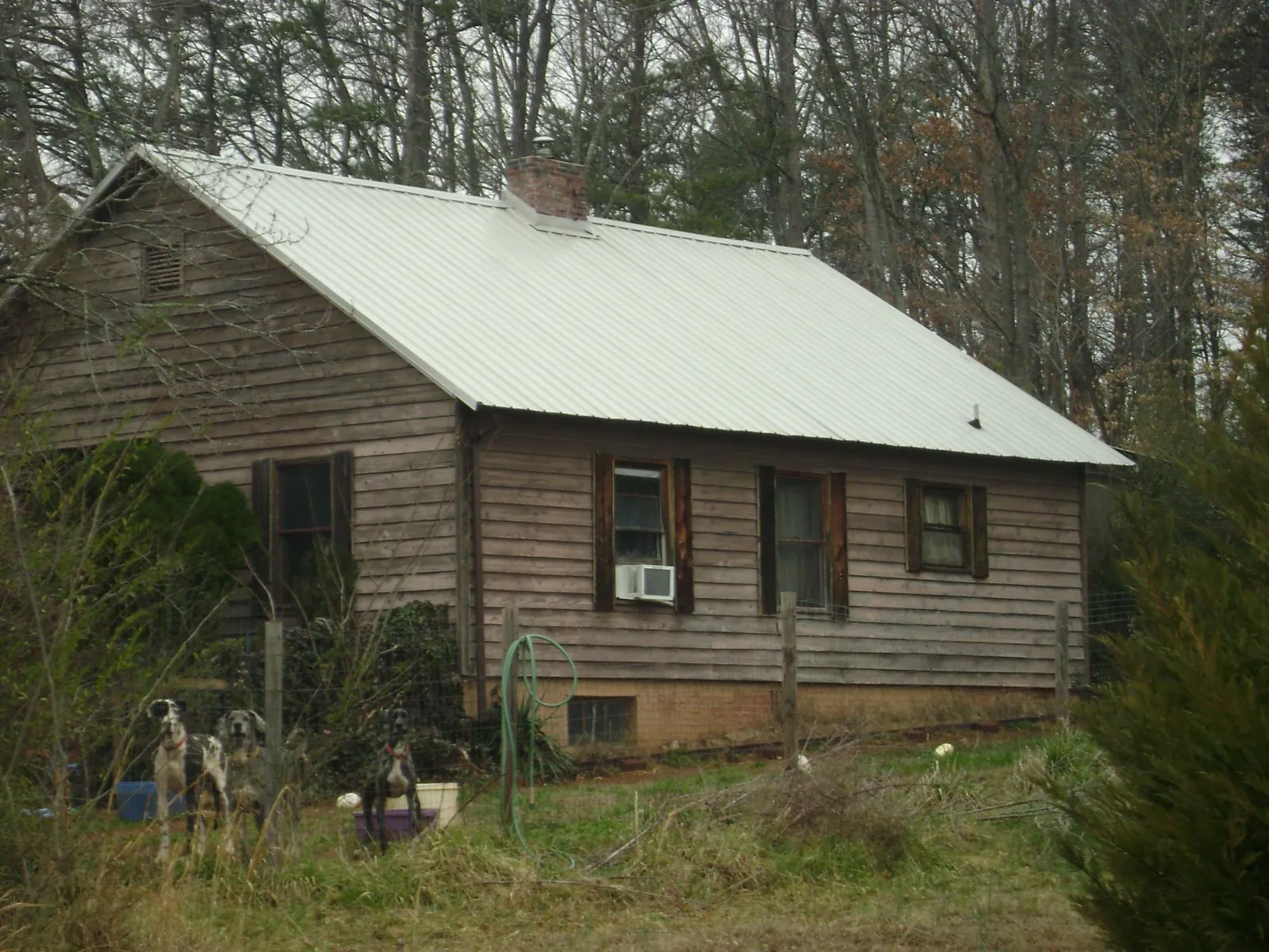 White metal roof on an old wood sided farmhouse, from a Metal Roof Installation job in Ira